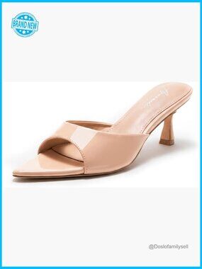 Kitten Heel Pointed Open Toe Slides Elastic Latex Cushion Sandals Party Daily